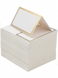 50/100入組金箔邊框桌卡，座位名牌空白桌卡嘉賓卡，適用於婚禮宴會晚宴、派對晚餐、聖誕裝飾