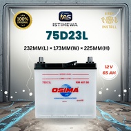 OSIMA 75D23L / D23 / D23L Wet Car Battery | Bateri Kereta | Proton Exora Preve Inspira & Nissan X-Tr