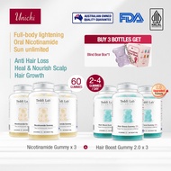 【Official】【6 pcs】Unichi Nicotinamide Gummy 180 Gummies Rose Hydrolysed Marine Collagen/Hair Boost 2.