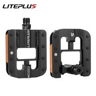 Liteplus Folding Bicycle Pedals Aluminum Alloy Anti-Skid Foldable Pedal With Reflective Strip 14MM Folding Bike Pedal