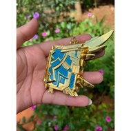 Genshin Impact game mini keychain, Mora coin bag, Thunder God Gnosis with 7-color lights, bird wing 