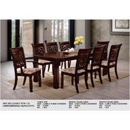 CooZzy 8 Seater Solid Wood Walnut Dining Set_1+8_ Ready Stock