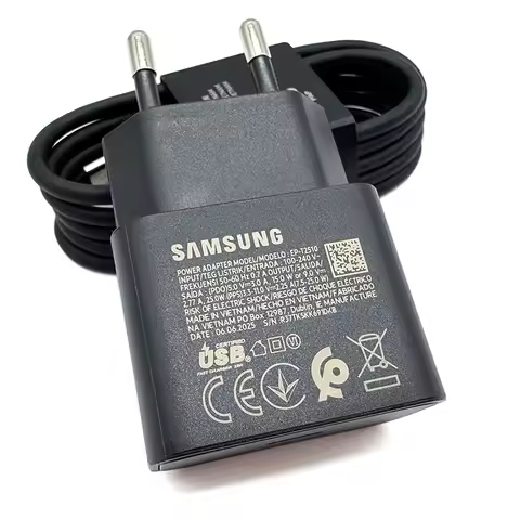 Samsung 25W Super Fast Charger Type-C Adapter EU Plug EP-T2510 For Galaxy S25 S24 S23 S10 Plus A54 A