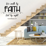 Bible Verse Corinthians 5:7 Wall Art Decals We Walk by Faith Not by Sight Quote Vinyl Wall Stickers Faith Style Home Decoration Christian Mural