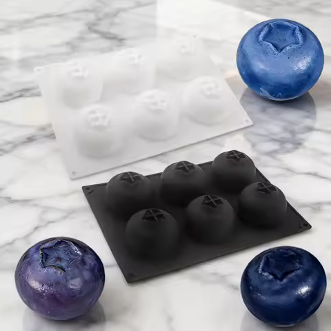 6-Cell Blueberry Design White or Black Silicone Cake Mould French Mousse Cake Molds Chocolate Mold K