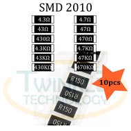 Resistor SMD 2010 4.3ohm,4.7ohm,43ohm,47ohm,4.3Kohm, 43Kohm,47Kohm,430Kohm,470Kohm 5% 10 pcs