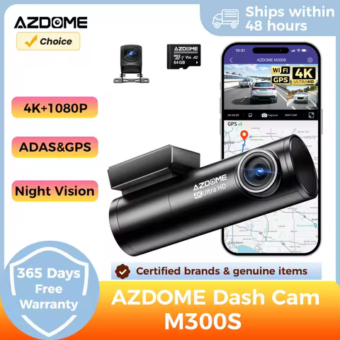 AZDOME Dash Cam M300S 4K+1080P Dual Dash Car Camera Built-in WiFi GPS ADAS Car DVR 24H Parking Mode