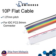 [Luminense]  1 meter 1.27mm Flat Ribbon Data Cable Wire10 Cores AWG 28 UL2651 300V for 2.54mm IDC Co