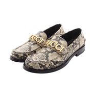 【二手】Gucci GUCCI 金屬Logo蟒蛇紋壓花樂福鞋 700036 女款真皮樂福鞋