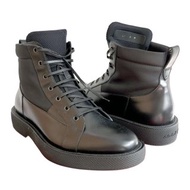 43號全新Ferragamo黑色真皮拼帆布皮靴皮鞋 上班西裝正裝禮服司儀