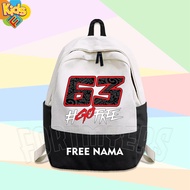 CHILDREN'S BACKPACK BAG CHILDREN'S SCHOOL BAG PECCO FRANCESCO BAGNAIA 63 GO FREE MOTOGP FREE NAME