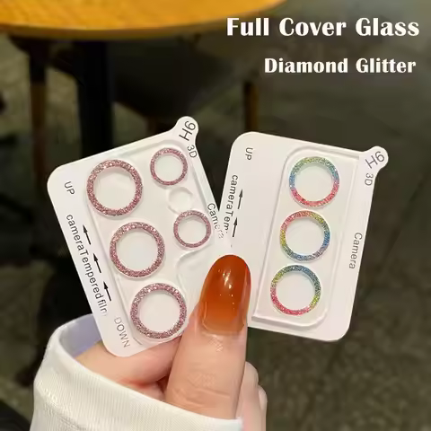 Diamond Glitter Lens Protector Glass For Samsung Galaxy S23 S22 Ultra Plus 5G Tempered Glass For Sam