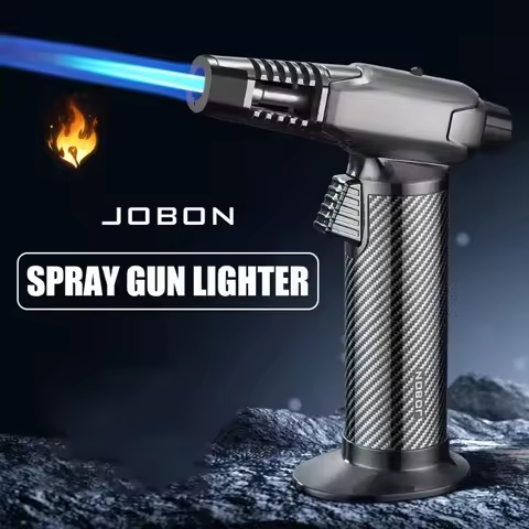 1300 ℃ Windproof Blue Flame Gun Lighter One Key Fixed Flame 360 ° Inverted Ignition Metal Material M