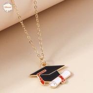 AHOUR Graduate Necklace, Graduation Season Enamel GARD Chain Choker, Fashion Commemorative Doctoral Cap Pin Graduation Cap Clavicle Chain College