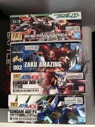 Hg 高達模型 zaku amazing 驚異扎古 reborns gundam gundam age 1 titus age fx