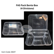 FAS PACK Microwave Food Grade 4 Division Bento Box - 5pcs