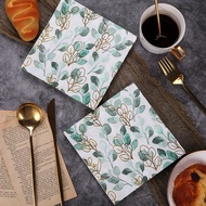 20pcs/pack 2-Ply Green Leaf Series Wedding Colored Napkins Printed Paper Wedding Decoration Supplies