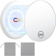 Gospire 20X Magnifying Mirror with Magnetic, 3.5 Inch Round Use for Makeup Application, Compact & Po
