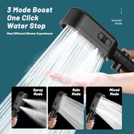 High Pressure Shower Head Built-in Filter 3 Modes Handheld Adjustable Button Water Saving Nozzle Bathroom Accessories