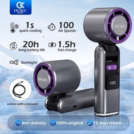 【MY SELLER】OUKU Portable High Speed Handheld Turbo Fan 1s ice mode LED 100 level Adjustable Speed Ki