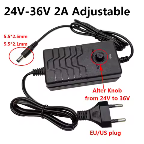 Adjustable Power Supply Adapter 24V 25V 26V 27V 28V 29V 30V 31V 32V 33V 34V 35V 36V 2A AC to DC Adap