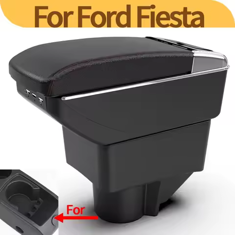 For Ford Fiesta Armrest Box For Ford Fiesta 3 Car Armrest 2011-2018 Car Storage Box Accessories PU L