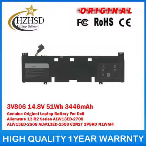 3V806 14.8V 51Wh 3446mAh Genuine Original Laptop Battery For Dell Alienware 13 R2 ALW13ED-2708 ALW13