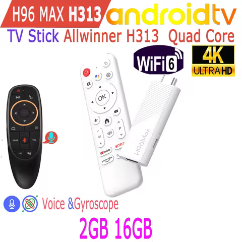 Android TV Stick H96 Max H313 Allwinner Quad Core 4K HDR Wifi6 Wifi 2.4G RAM 2GB ROM 16GB Game Media