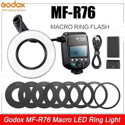Godox MF R76 RING76 5000K Macro LED Ring Light Speedlite Flash Light for Sony Canon Nikon Camera 5D 