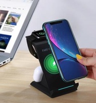 日豚百貨 - 三合一無線充電器適用於蘋果手機手錶耳機立式 airpods iphone apple watch