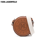 KARL LAGERFELD - K/CIRCLE ROUND PERFORATED LOGO CROSSBODY BAG