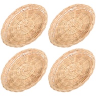 Bamboo Paper Plate Holder - 10 Inch Round Woven Plate Holder, Reusable Paper Plate Holders for Picni