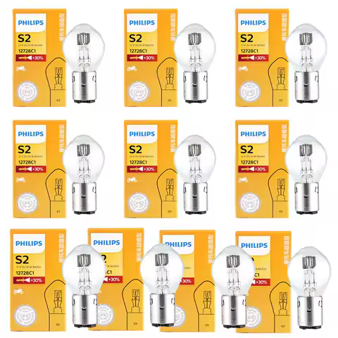 Philips 10 Lamps S2 12V 35/35W BA20d +30% Bright Motor Original Light Motorcycle Halogen Lamp Standa