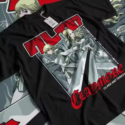 Claymore Clare and Teresa Graphic T‑Shirt Vintage Anime Print Men Women Casual Short Sleeve Unisex S