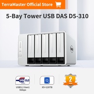 TerraMaster D5-310 HDD Enclosure 5Bay Hardware Raid Supports RAID 5 0 1 10 Single USB 3.1 Type C Dir