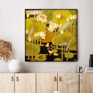 Indochine lotus wall canvas painting 60 x 60 cm