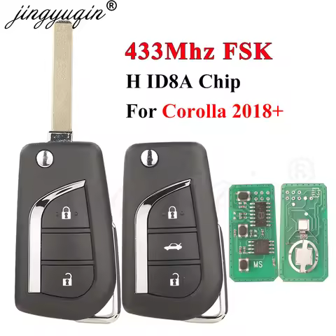 jingyuqin New 433Mhz FSK Flip Remote Car Key for Toyota 2018+ Corolla RAV4 Hice Wildlander 2/3B VA2 