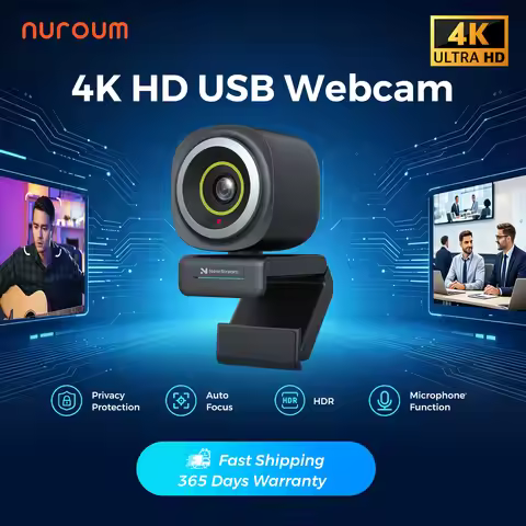 Nearstream 4K Webcam HDR 1080P@60FPS Noise Canceling Mic 45°-95°Adjustable FOV Auto Focus AI Framing