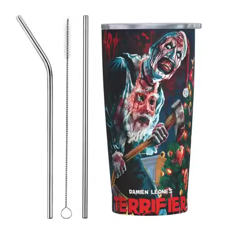 Christmas Terrifier 3 Insulated Tumbler with Lid Stainless Steel Coffee Mugs Office Home Hot Cold Dr