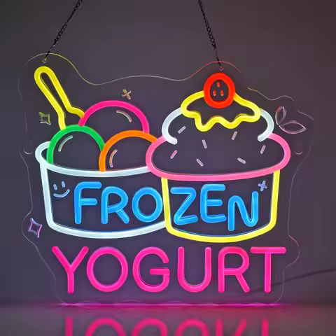 Frozen Yogurt Neon Sign LED Neon Lights Hanging for Grocery Store Supermarket Farmers Markets Ice Cr