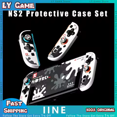 IINE Switch 2 Protective Case Set for Nintendo Switch2 Splatoon Black White Splash Hard PC Shell Joy