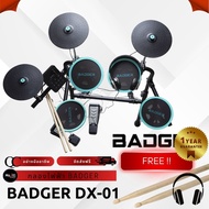  BADGER Model DX-01 Electric Drum Mosquito Net Leather Touch Can Output Amps Be Connected To MIDI. Y
