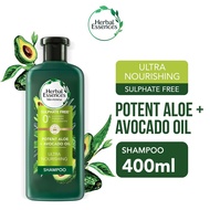 Herbal Essences Sulphate Free Ultra Nourishing Potent Aloe and Avocado Oil Natural Origin Shampoo / 
