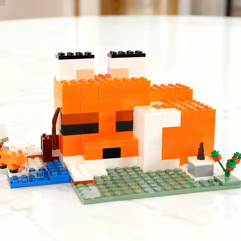 Compatible Brands Brick Sets My Pixel World Game Series Building Blocks The Fox Lodge House MOC Toys