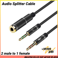 Audio Splitter Cable 3.5mm Mic Audio Cable 2 Male to 1 Female Earphone Headphone Microphone For Computer Laptop