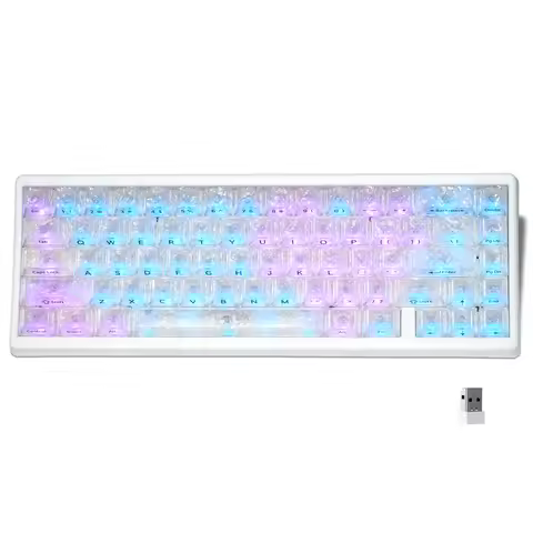 XVX M67 JadeStone Forged Carbon VIA Tri-Mode Mechanical Keyboard with Transparent Keycaps 65% Gamer 