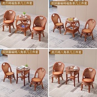 Rattan Chair Three-Piece Table and Chair Living Room Bamboo Rattan Chair Leisure Balcony Coffee Table Small Rattan Chair Single Backrest Bamboo Woven Real Rattan