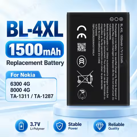 BL-4XL Replacement Battery 1500mAh 3.7V Li-Polymer Battery Compatible with Nokia 6300 4G 8000 4G Mob