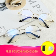 Blink Vision Korean Simple Style Cermin Mata Trendy Oval Metal Glasses Retro Eyeglasses Art Men Wome
