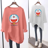 ❄ M-5XL 6 Color ❄ Plus Size 2020 Korean Long Sleeve T-shirt Blouse Baju Women Autumn Summer Loose Oversized Cartoon Cat Printing Lengan Panjang Perempuan Tshirt Shirt Cloth Kemeja Labuh Viral Bigsize Ulzzang Unisex Winter Tops Clothes Clothing 919